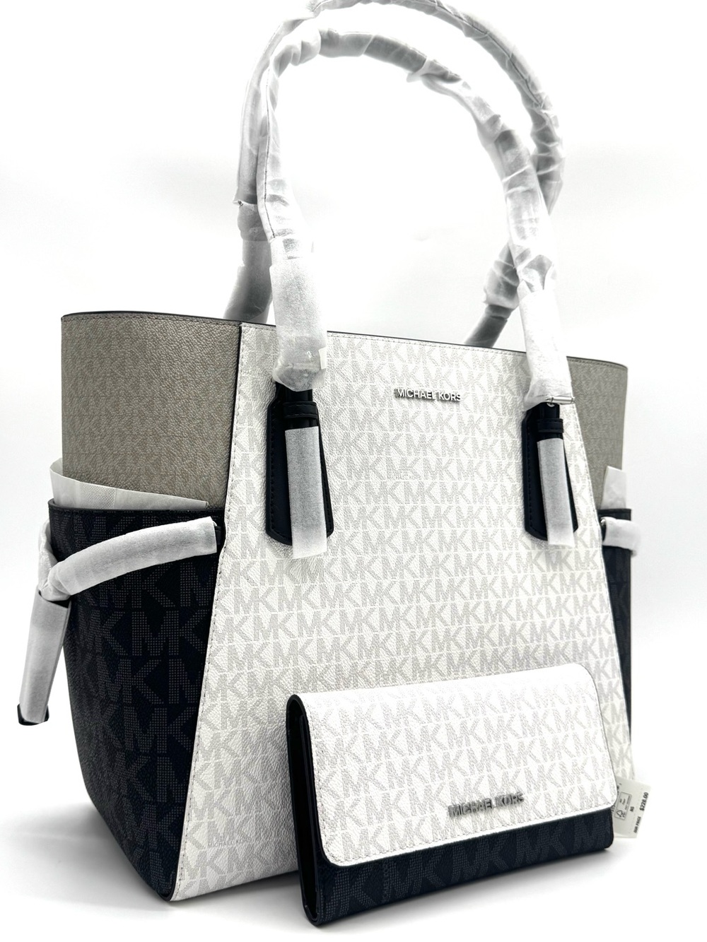 Michael Kors Voyager Large Color - Block Logo Tote Bag w Matching Trifold Wallet